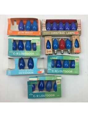 Vintage Sears General Electric Christmas Blue Bulbs Lamps D14 C-9 1/2 Variety